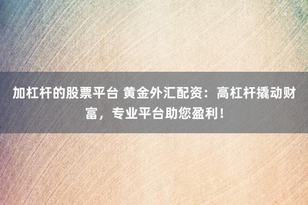 加杠杆的股票平台 黄金外汇配资：高杠杆撬动财富，专业平台助您盈利！