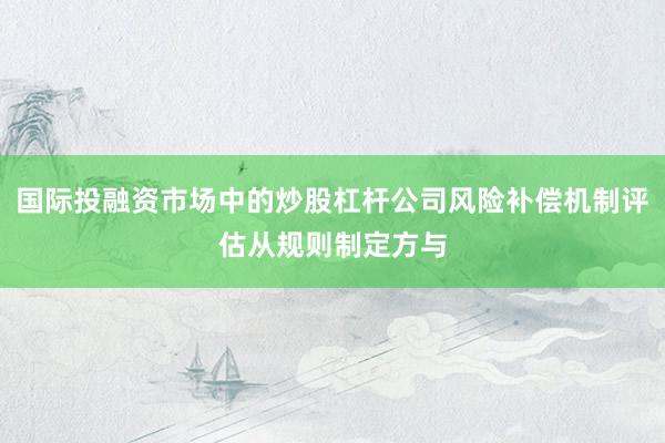 国际投融资市场中的炒股杠杆公司风险补偿机制评估从规则制定方与