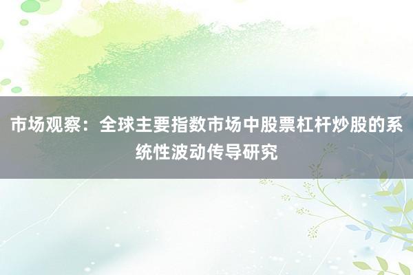 市场观察：全球主要指数市场中股票杠杆炒股的系统性波动传导研究