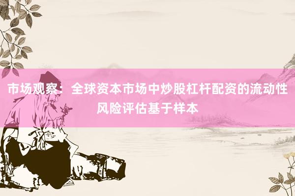 市场观察：全球资本市场中炒股杠杆配资的流动性风险评估基于样本
