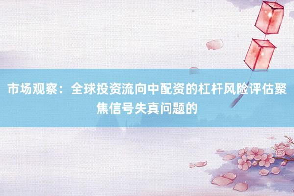 市场观察：全球投资流向中配资的杠杆风险评估聚焦信号失真问题的