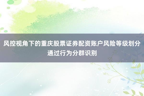 风控视角下的重庆股票证券配资账户风险等级划分通过行为分群识别