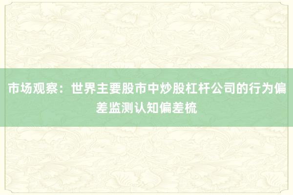市场观察：世界主要股市中炒股杠杆公司的行为偏差监测认知偏差梳