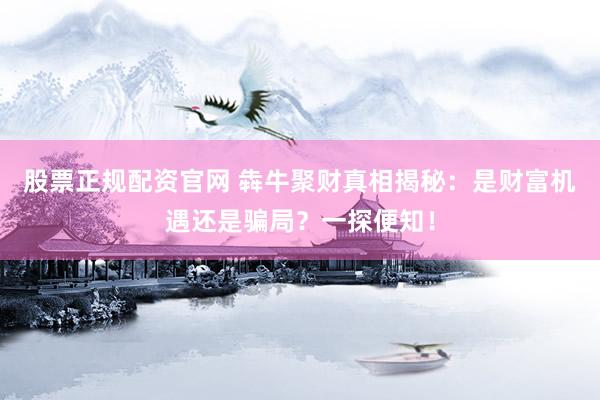 股票正规配资官网 犇牛聚财真相揭秘：是财富机遇还是骗局？一探便知！
